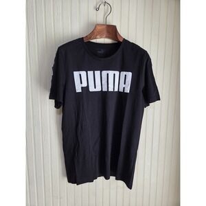 Puma Shirt Mens Medium Black Spell Out Logo Tape Sleeve‎ Graphic Tee New Tag